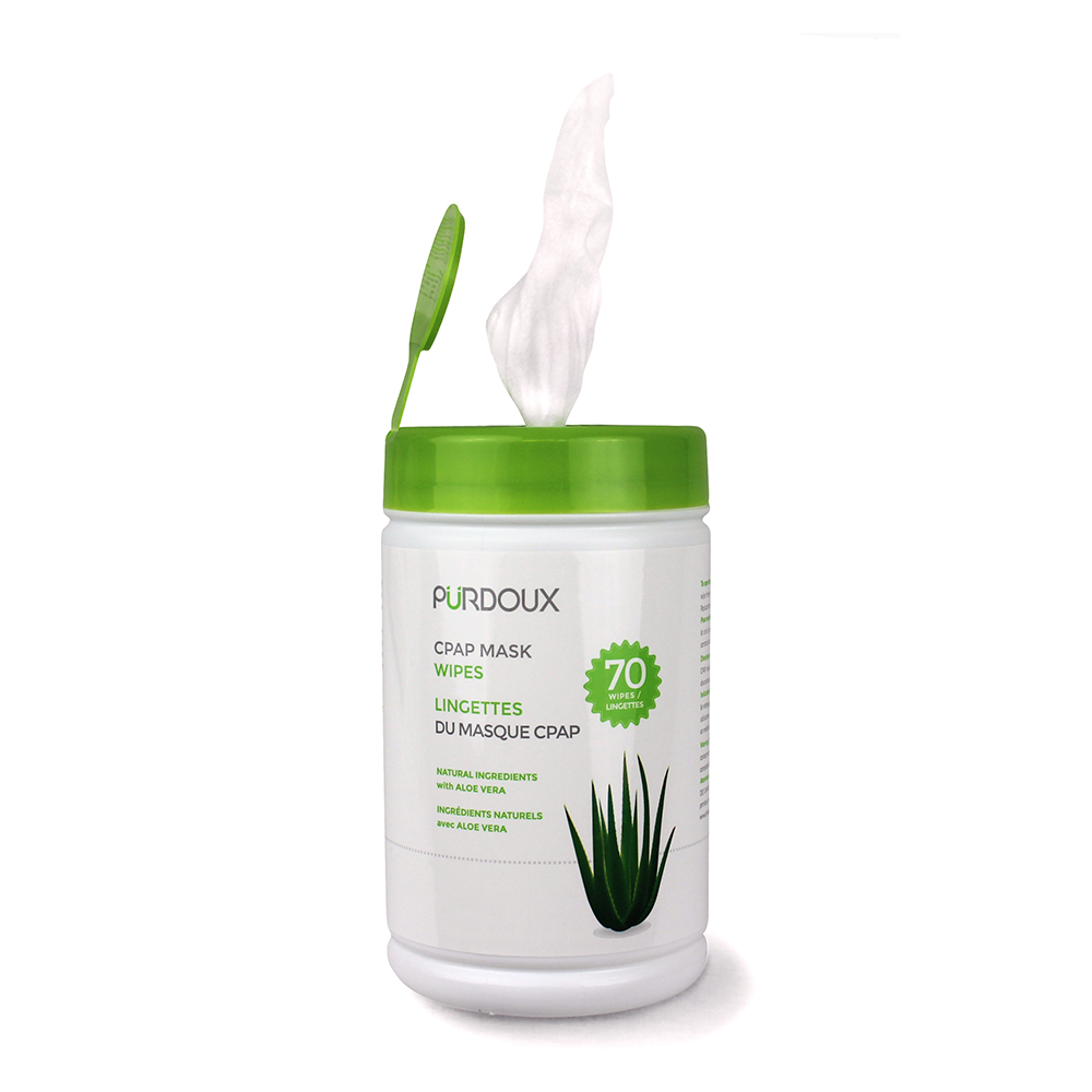 PURDOUX CPAP Mask Wipes, Aloe Vera (Unscented) Canister Opened