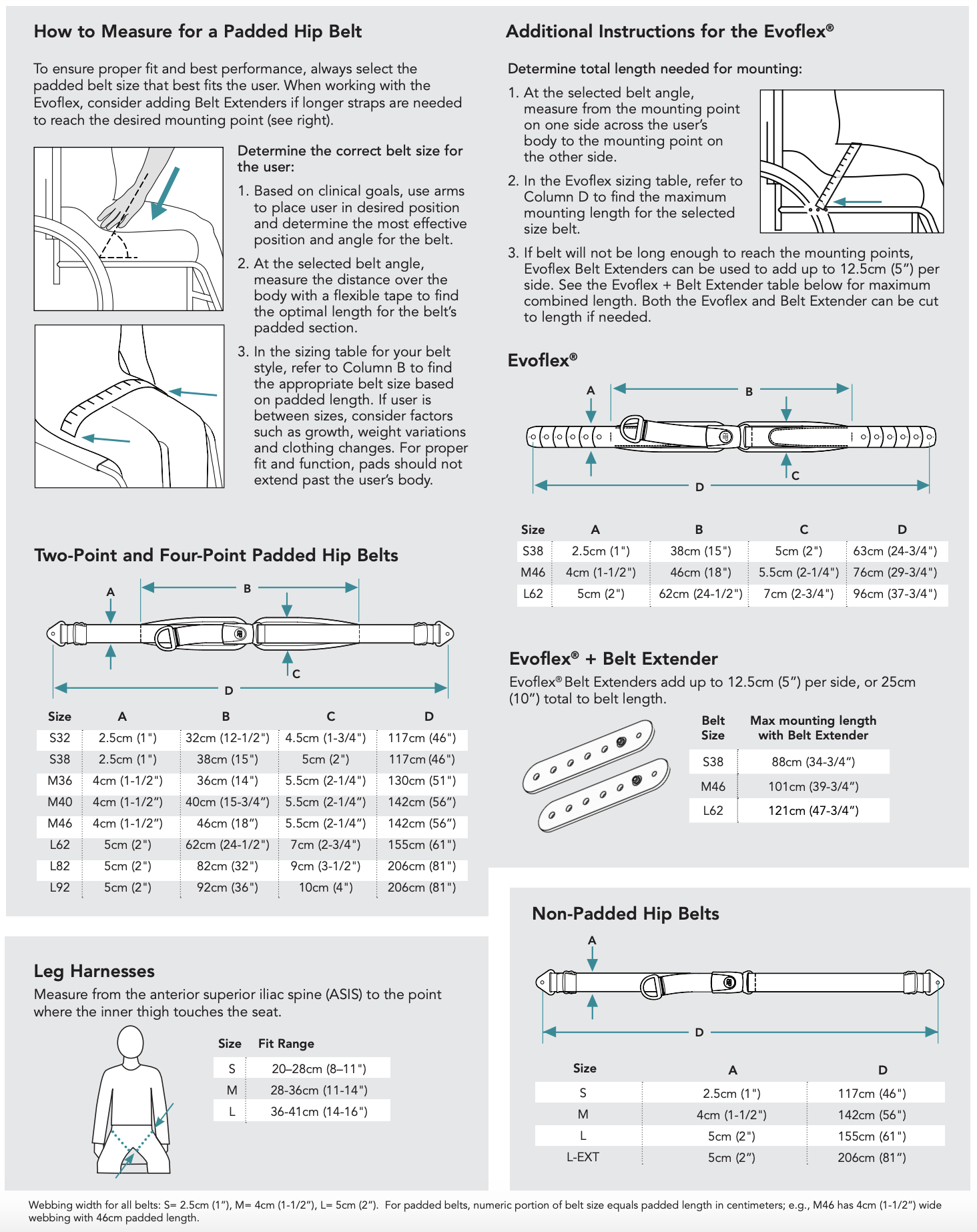 Stærðir Mjaðmabelti