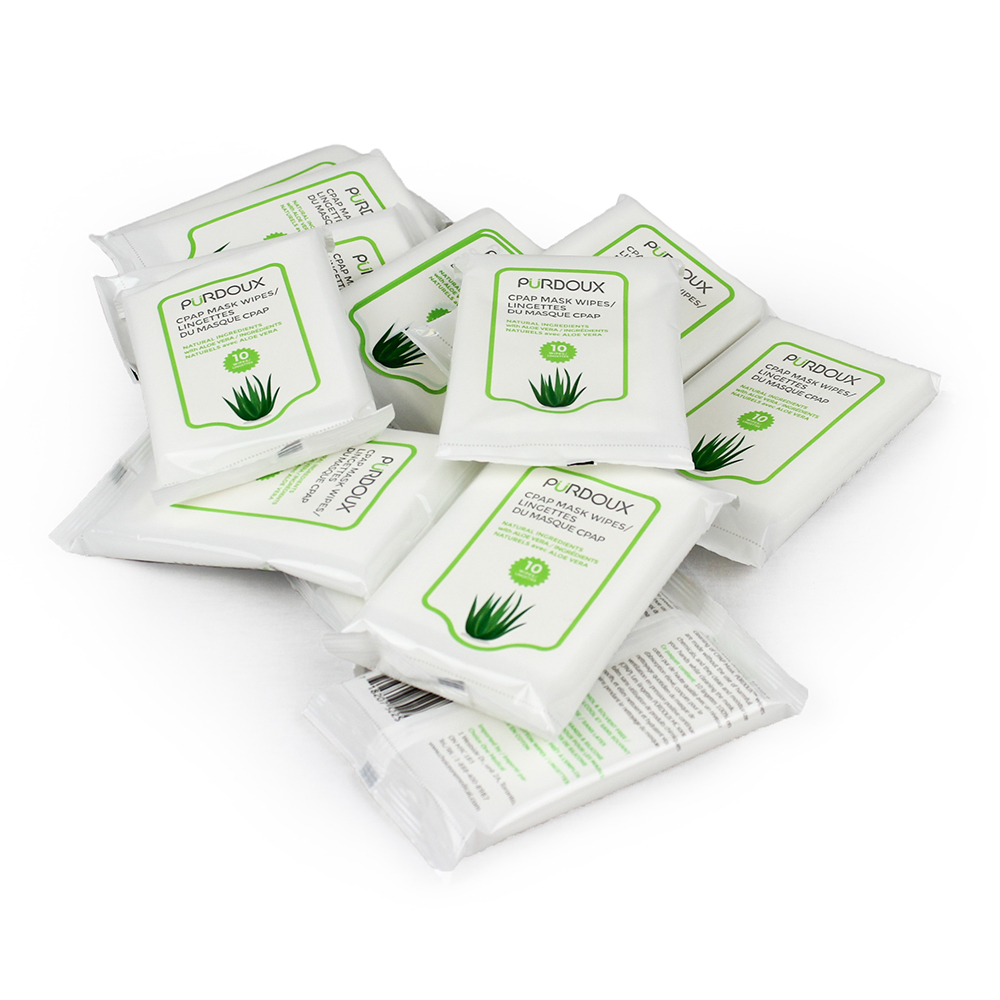 Purdoux CPAP Mask Wipes, Aloe Vera (Unscented) Travel Box Sachets